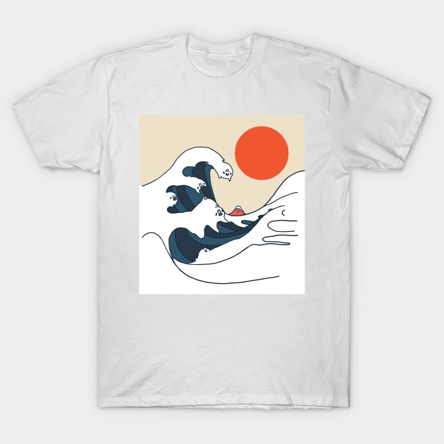 The Great Wave of Pugs T-Shirt by huebucket